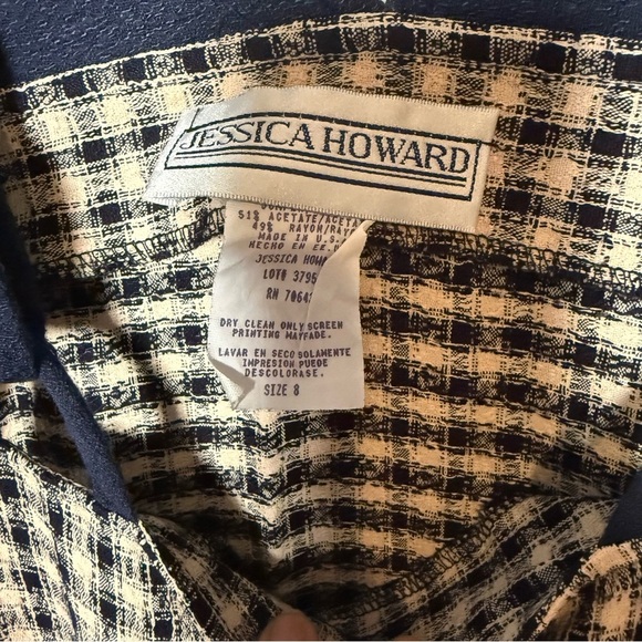 Jessica Howard Vintage Navy and White Checkered Jumper Dress, Size 8 - Picture 4 of 8